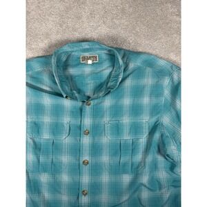 DULUTH‎ TRADING CO Men's Size XL Tall Teal Plaid L/s Outdoor Fishing Nylon Blend